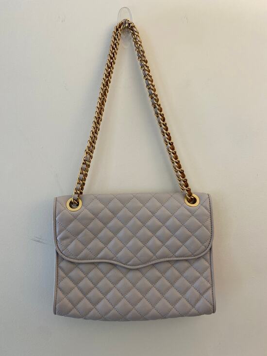 Rebecca Minkoff Handbags - Rebecca Minkoff Crossbody Purse Bag Gray Beige Velvet Chain Quilted Affair Work
